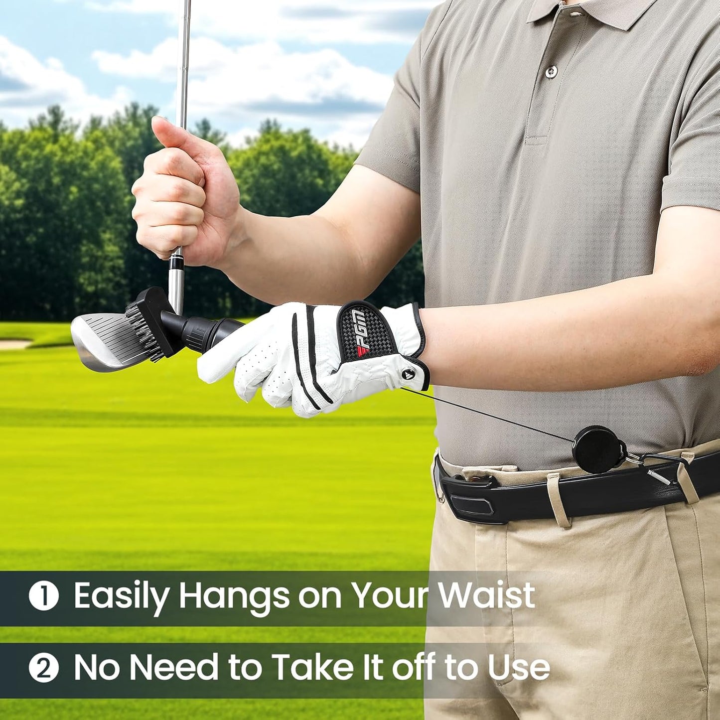 Golf Club Brush Cleaner with Golf Groove Sharpener Tool, 3 Replacement Brush Heads, 2 Retractable Clip,Golf Bag Golf Accessories for Men, Golf Gifts, Golf Ball Cleaner, Golf Cleaning Kit, Golf Stuff