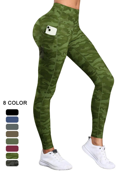 Women'S Solid High Waist Pocket Sports Leggings, Sporty Comfy Breathable Skinny Pants for Yoga Gym Workout, Ladies Sportswear for All Seasons