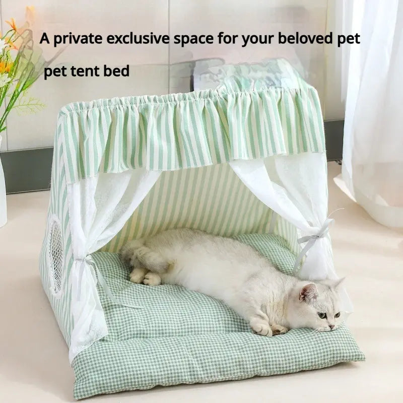 Cozy Cat Tent Bed for Small Medium Cats Dogs Washable Semi Enclosed Pet House Cute Plush Cave for Summer Fall Winter Spring