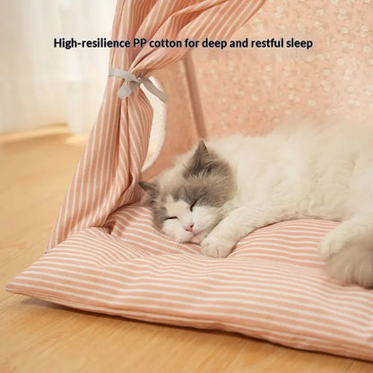 Cozy Cat Tent Bed for Small Medium Cats Dogs Washable Semi Enclosed Pet House Cute Plush Cave for Summer Fall Winter Spring