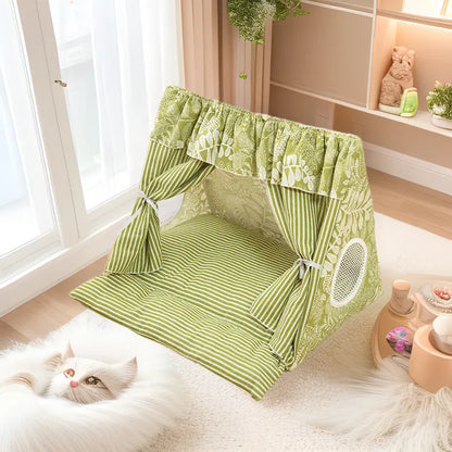 Cozy Cat Tent Bed for Small Medium Cats Dogs Washable Semi Enclosed Pet House Cute Plush Cave for Summer Fall Winter Spring