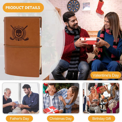 Golf Scorecard Book Leather Golf Journal Notebook with Golf Pencil Golf Yardage Book Golf Log Book Pocket Golf Score Book Golf Gift for Men&Women Sports and Outdoor Golf Club Accessories