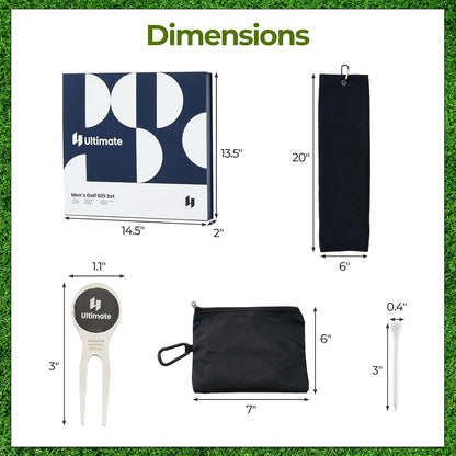 Golf Accessories Kit for Men Women, Golf Accessories Set W/Golf Balls, Golf Tees, Golf Towel, Golf Belt, Golf Hat, Divot Tool, Ball Marker, Storage Bag, Golf Gift Box for Golfers