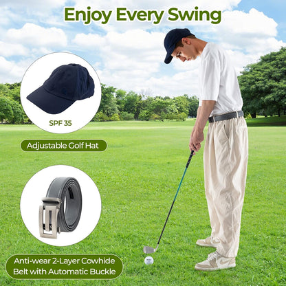 Golf Accessories Kit for Men Women, Golf Accessories Set W/Golf Balls, Golf Tees, Golf Towel, Golf Belt, Golf Hat, Divot Tool, Ball Marker, Storage Bag, Golf Gift Box for Golfers