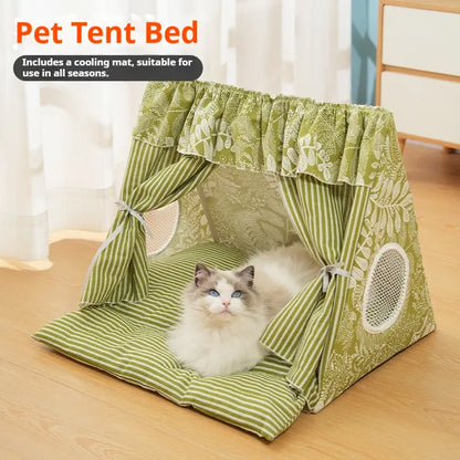 Cozy Cat Tent Bed for Small Medium Cats Dogs Washable Semi Enclosed Pet House Cute Plush Cave for Summer Fall Winter Spring