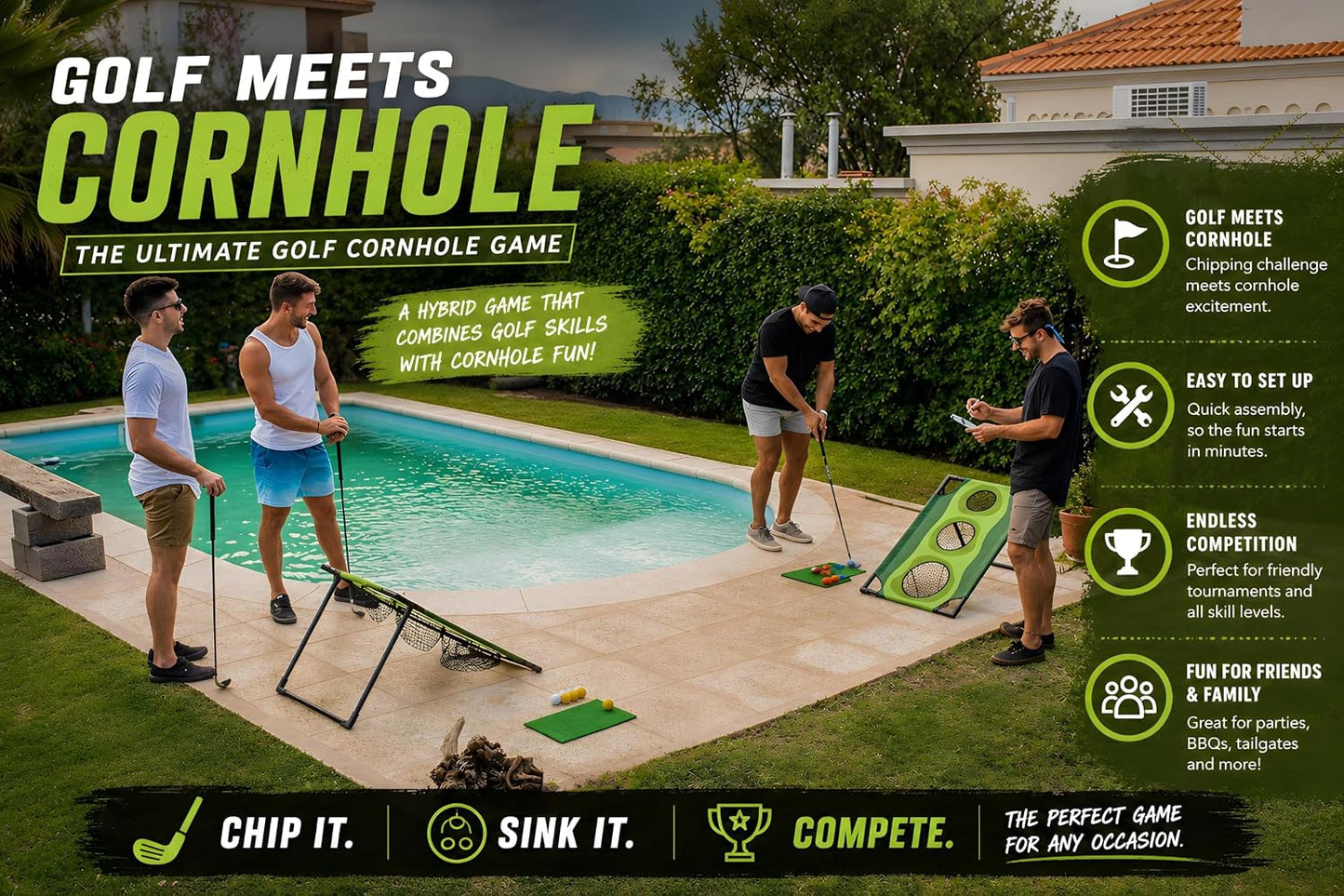 Par 1 Backyard Golf Cornhole Game, Golf Gifts for Men, Golf Accessories for Men, Golf Chipping Game, Golf Equipment, Golf Games for Adults Indoor, Golf Stuff, Golf Training Equipment, Golf Gift