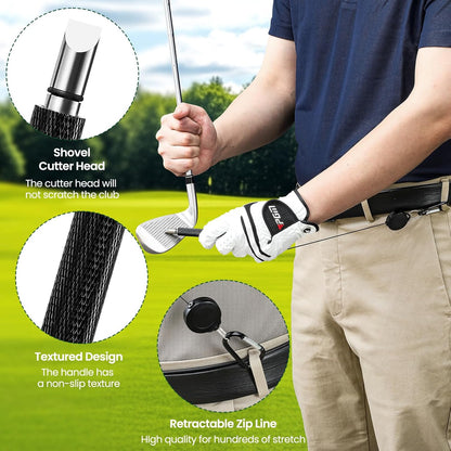 Golf Club Brush Cleaner with Golf Groove Sharpener Tool, 3 Replacement Brush Heads, 2 Retractable Clip，Golf Bag Golf Accessories for Men, Golf Gifts, Golf Ball Cleaner, Golf Cleaning Kit, Golf Stuff