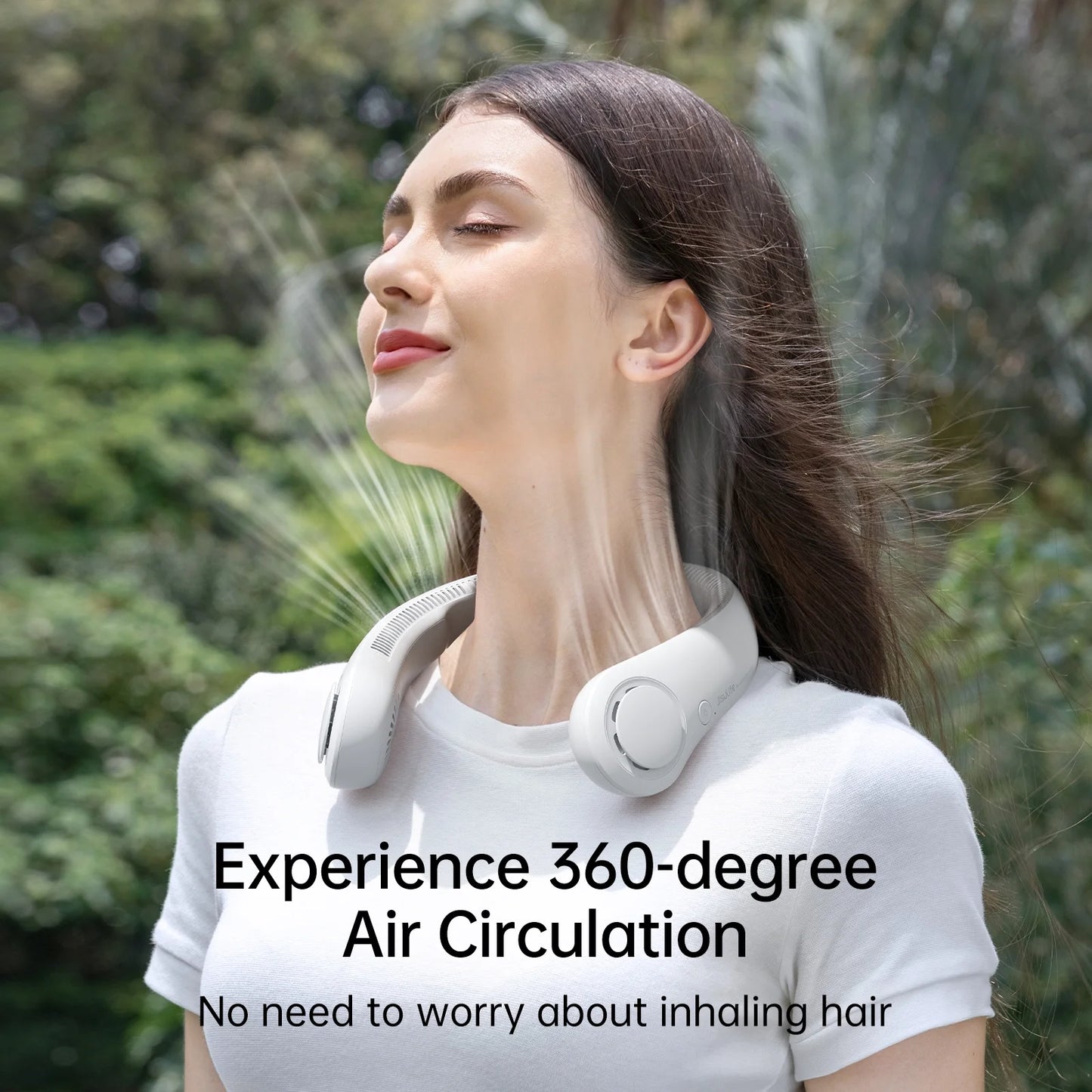 Portable Neck Fan, Rechargeable Wearable Fan, Hands-Free Cooling Fan, Quiet 25Db, 5 Speeds, 16H Battery Life, Essential for Indoor/Outdoor, Gift for Women, Men - White