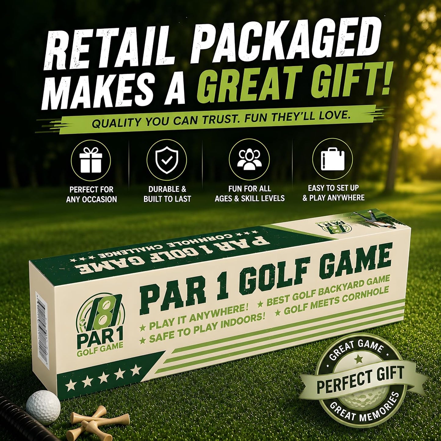 Par 1 Backyard Golf Cornhole Game, Golf Gifts for Men, Golf Accessories for Men, Golf Chipping Game, Golf Equipment, Golf Games for Adults Indoor, Golf Stuff, Golf Training Equipment, Golf Gift