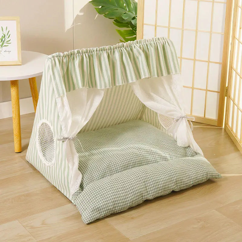 Cozy Cat Tent Bed for Small Medium Cats Dogs Washable Semi Enclosed Pet House Cute Plush Cave for Summer Fall Winter Spring