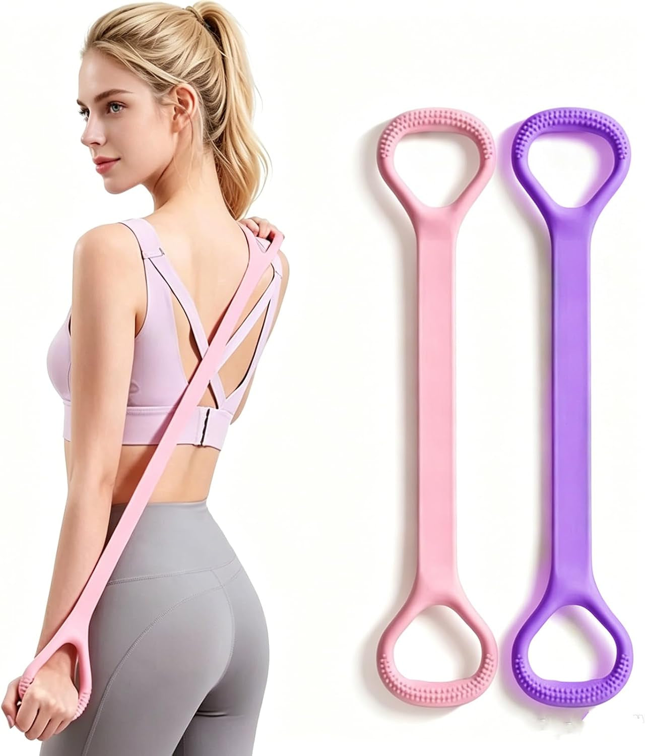 Exercise Band - Figure 8 Resistance Bands with Handles, Elastic Exercise Bands for Women